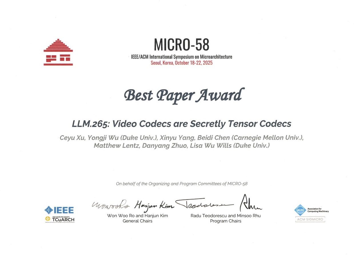 MICRO 2025 Best Paper Award